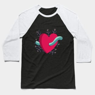 Heart worm on purple Baseball T-Shirt